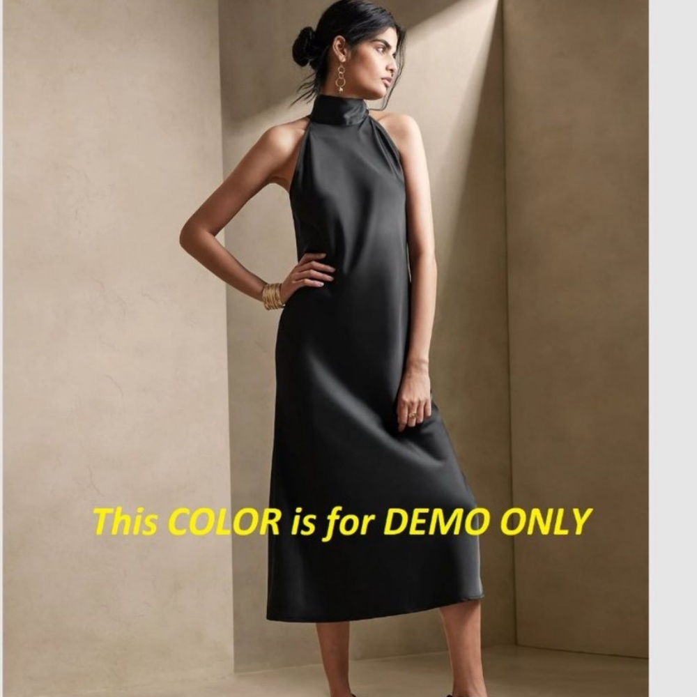 Banana Republic High Collared Dress - Petite Large - Dark Charcoal- NWT